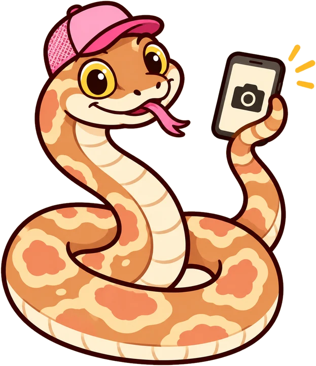 Kernel the corn snake holding a phone